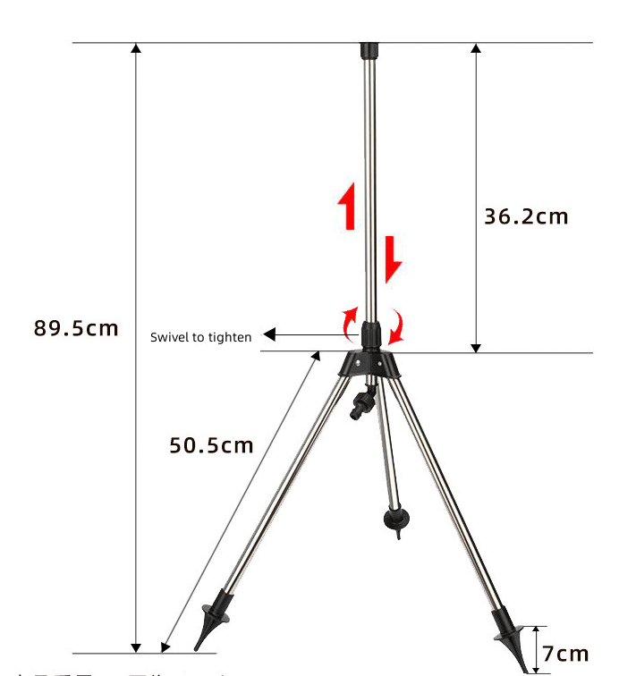 AQUASPIN – Adjustable Stainless Steel Rotating Sprinkler with Tripod