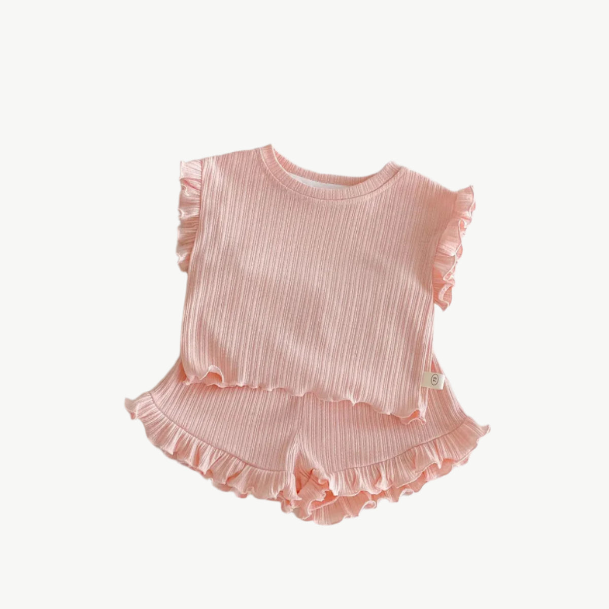 Bio - Baumwoll - Shorts - Set für Kinder mit Rüschen – Bequem & Umweltfreundlich - Mayfair ModaHellbeige3 - 6M