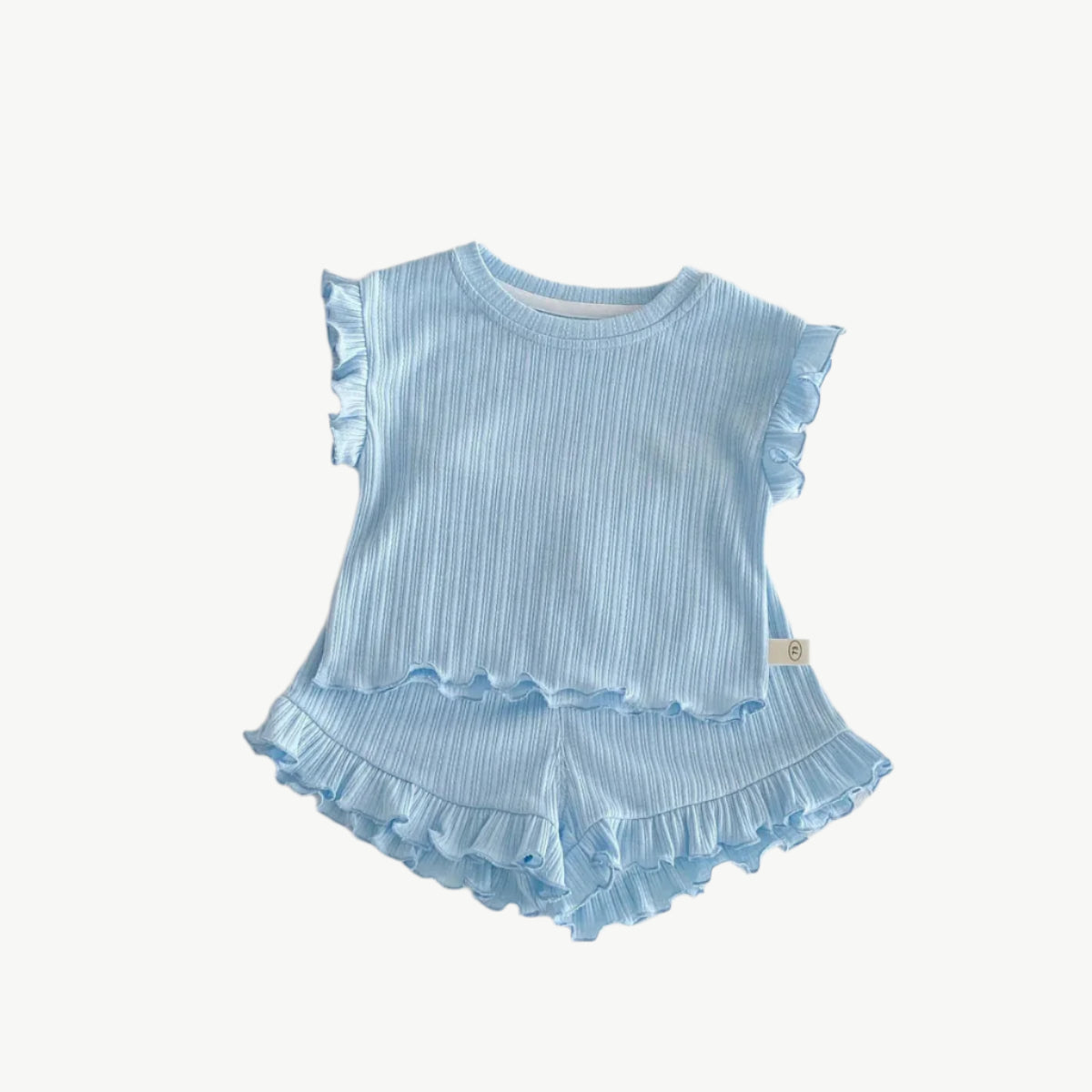 Bio - Baumwoll - Shorts - Set für Kinder mit Rüschen – Bequem & Umweltfreundlich - Mayfair ModaHellblau3 - 6M